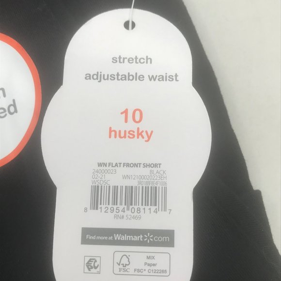 Wonder Nation Boy's Size 10 Husky Adjustable Waist Flat Front Short Black New - Picture 4 of 13